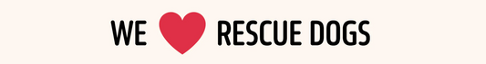 Dog lover set with “WE ♥ RESCUE DOGS” slogan text